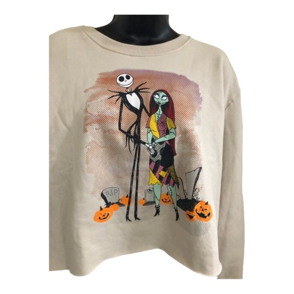 Nightmare before Christmas cream crop pullover sweatshirt sweater size XL new - Picture 6 of 8